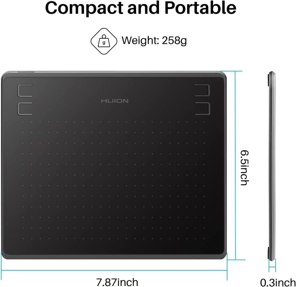 Drawing Tablet HUION HS64 Beginner Graphics Tablet OSU Tablet with Battery-Free Stylus 8192 Pressure Sensitive for Dgital Art, Painting  Design, Compatible with Windows, Mac, Android  Linux