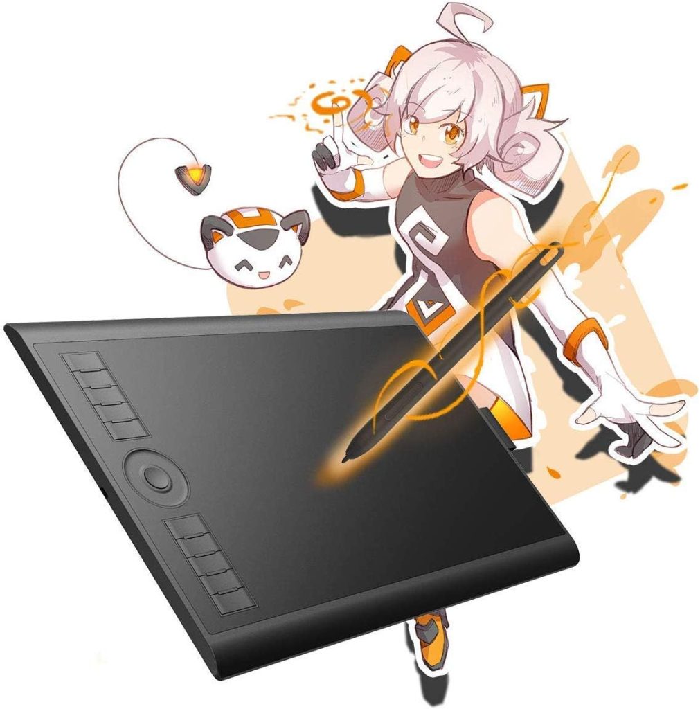 GAOMON M10K 10 x 6.25 Inches Graphic Drawing Tablet with 8192 Levels Battery-Free Stylus and 10 Customizable Hot-Keys for Digital Drawing  OSU  Online Teaching-for MacWindows