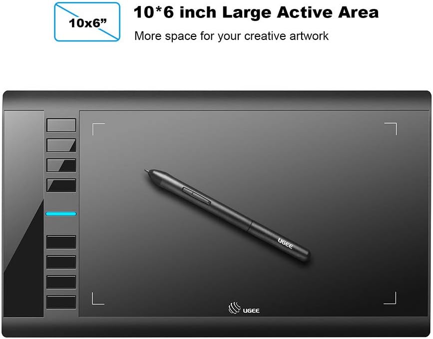 UGEE M708 Drawing Tablet, Graphics Tablet with Pressure Pen Stylus, 8 Hotkeys, 10 * 6 inch Drawing Area, Art Tablet for Artist, Easy to Use, Drawing Pad for Win11/10/8/7, Mac OS, Chrome OS PC Laptop