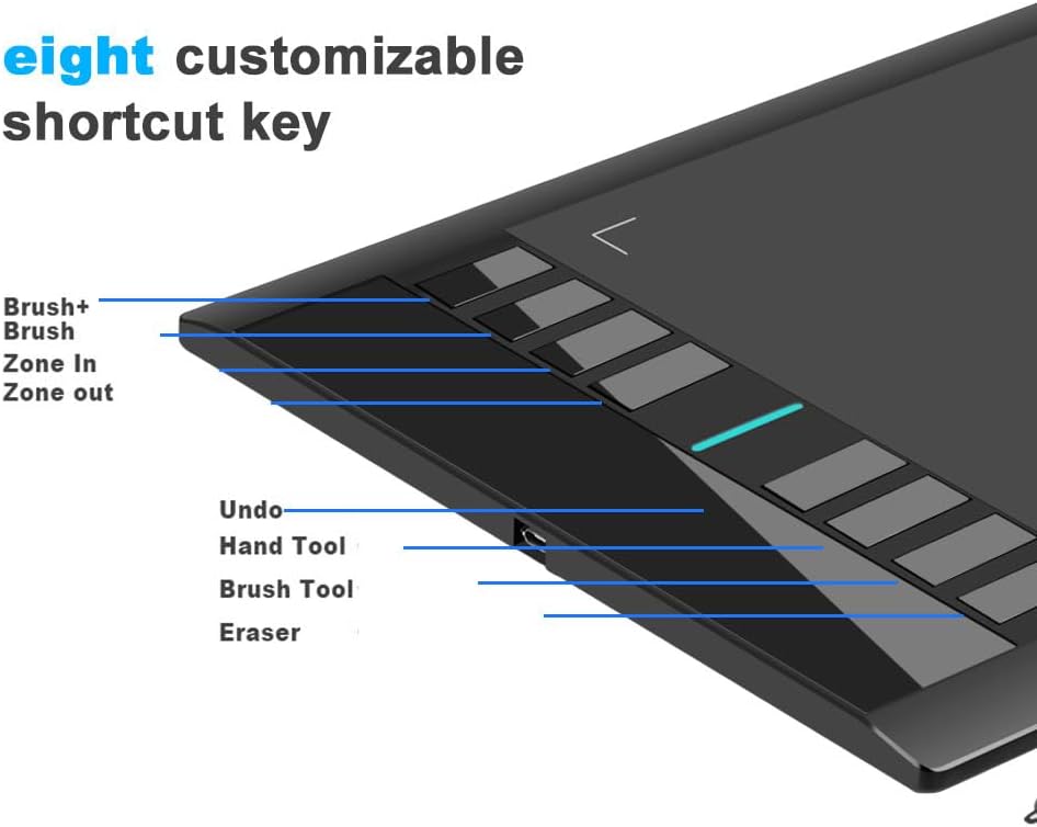 UGEE Graphics Drawing Tablet, M708 V2 10x6 Inch Ultra Thin Large Graphics Drawing Tablets Art Pad with 8 Hot Keys 8192 Level Battery-Free Stylus for Win/Mac/Android, Creation Sketch, Online Teaching