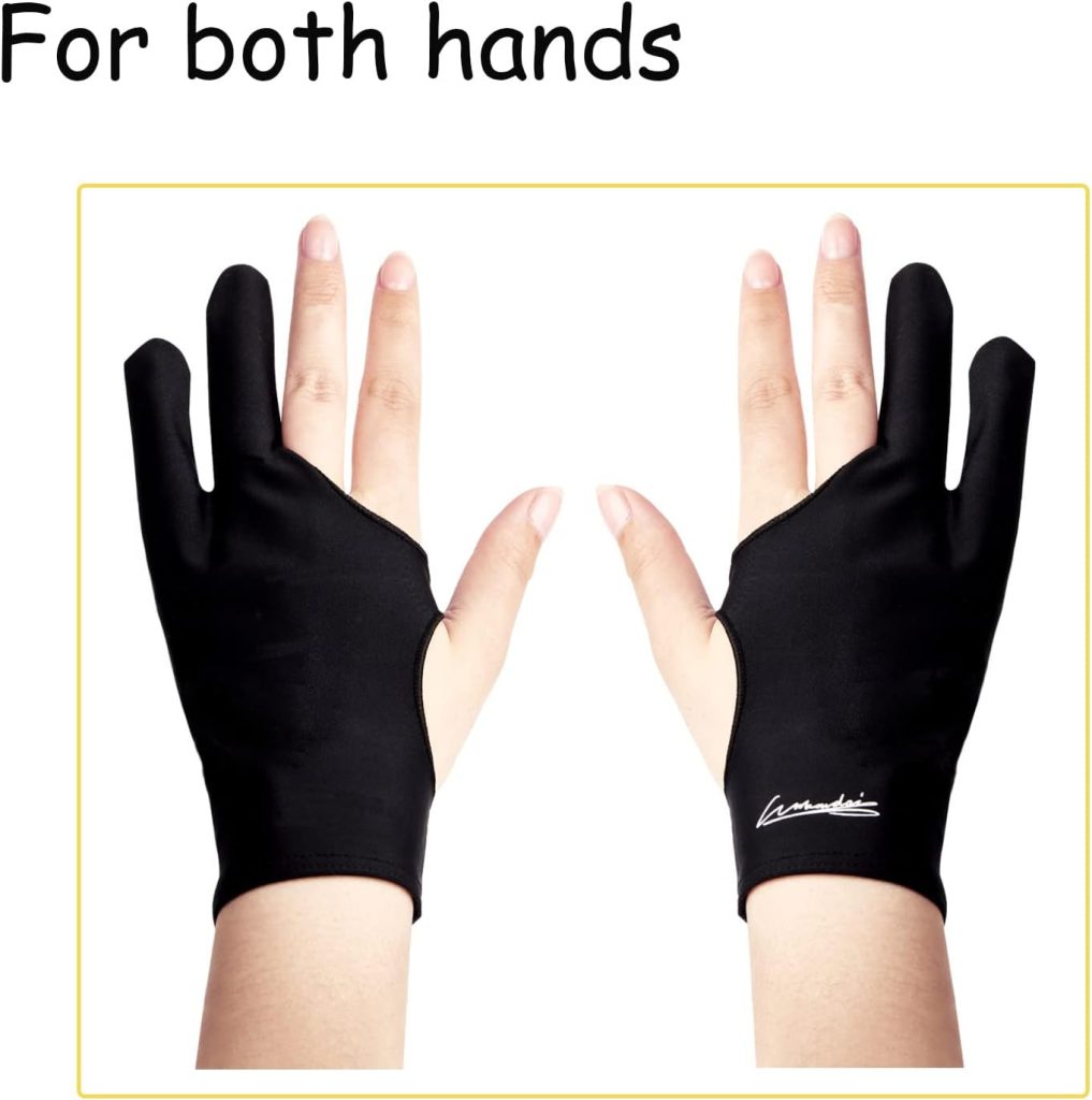 Digital Drawing Glove 2 Pack,Artist Glove for Drawing Tablet,ipad,Sketching,Art Glove with Two Finger for Right Hand and Left Hand （Smudge Guard, Medium,3.15x8.58inch